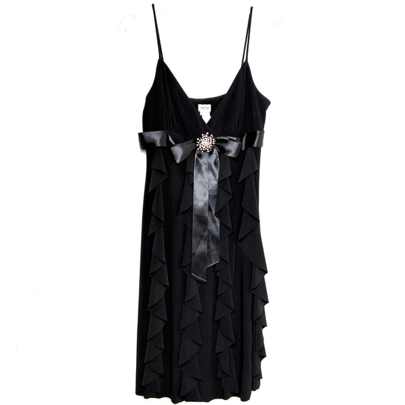 CACHE Y2K Vintage Prom Wedding Formal Dress Ruffles Rhinestone Sleeveless USA - Picture 14 of 15